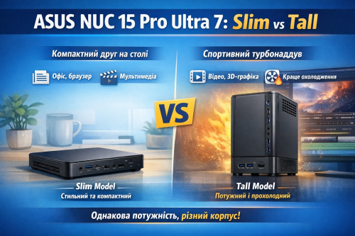Порівняння ПК ASUS NUC 15 Pro Ultra 7: Slim vs Tall