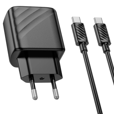 Зарядний пристрій HOCO CS23A USB-C PD30W + 1xUSB QC3.0 + cable USB-C to USB-C black (6942007609968)