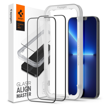 Скло захисне Spigen Apple Iphone 13 Pro Max tR Align Master FC Black (2 Pack) (AGL03377)