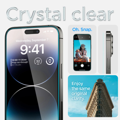Скло захисне Spigen Apple Iphone 14 Pro Glas tR EZ Fit (2 Pack), Clear (AGL05214)