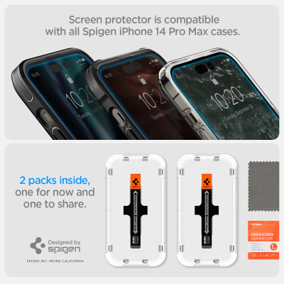 Скло захисне Spigen Apple Iphone 14 Pro Max Glas tR EZ Fit (2 Pack), Clear (AGL05202)