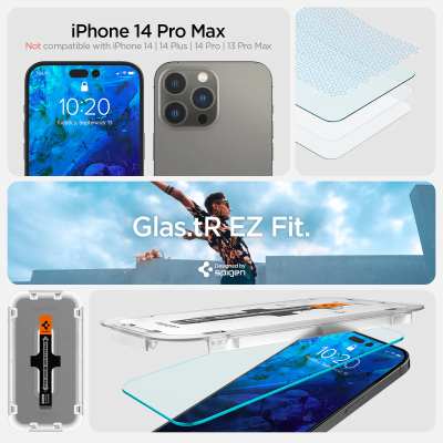 Скло захисне Spigen Apple Iphone 14 Pro Max Glas tR EZ Fit (2 Pack), Clear (AGL05202)